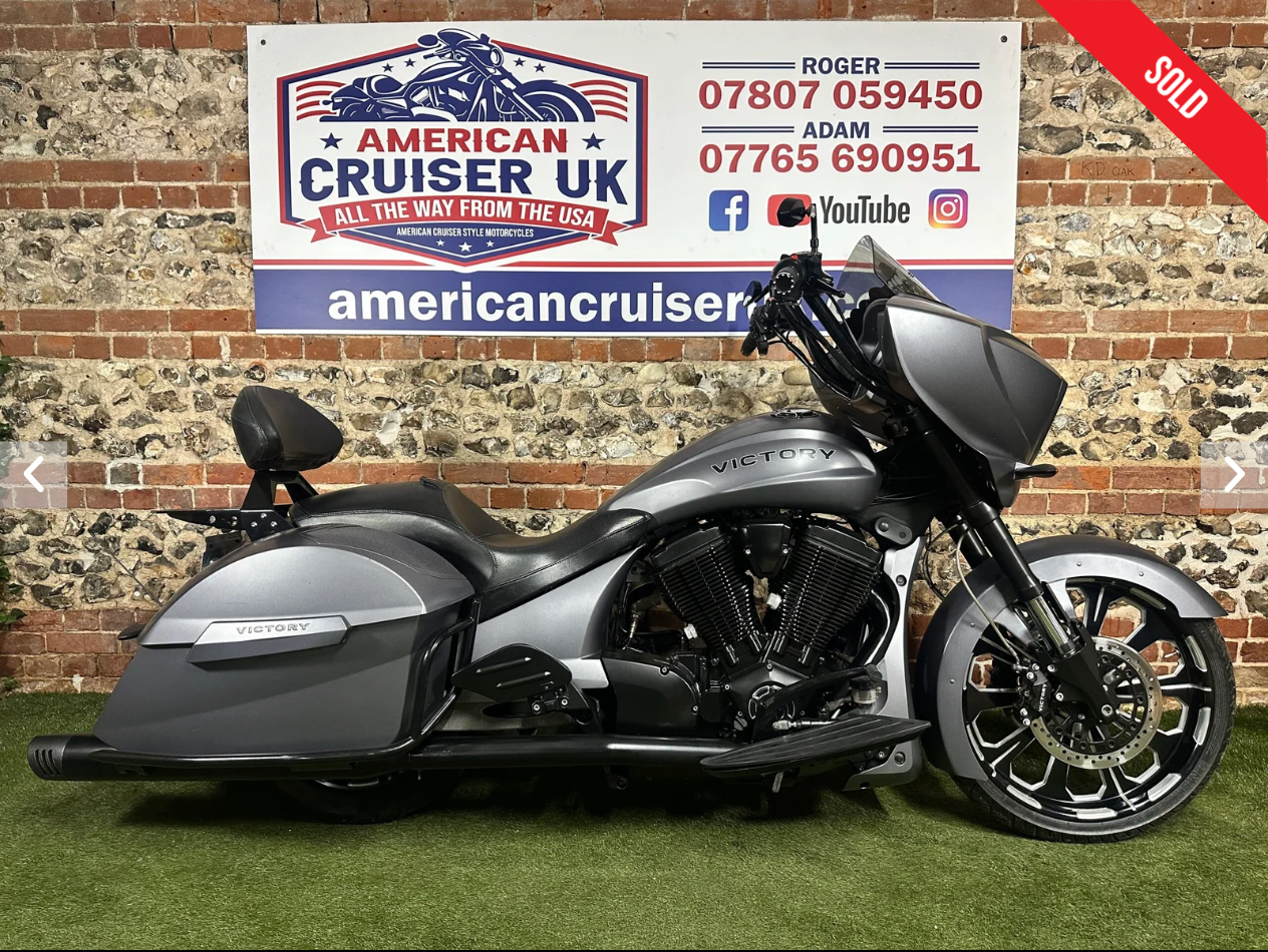 Previously sold Victory motorcycle at American Cruiser UK with sold tag